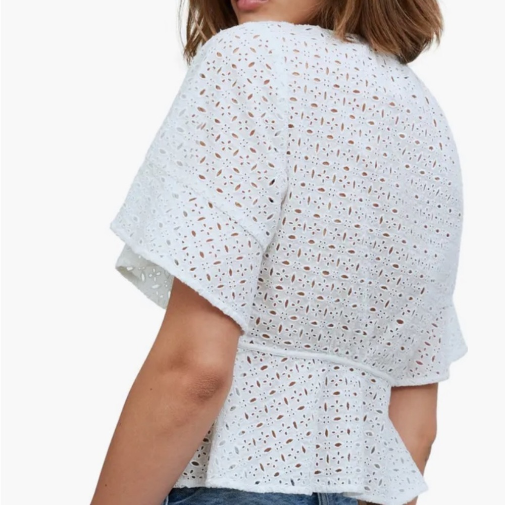 Madewell Eyelet Tie-Front BlousL - Picture 2 of 10